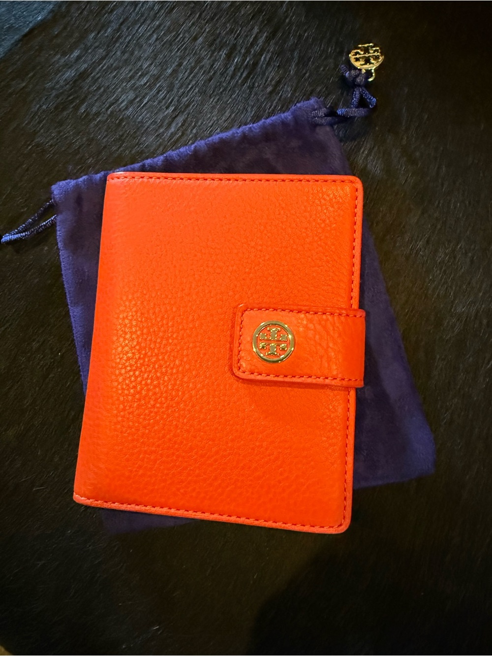 Tory Burch Bright Orange Leather Card & Passport Organizer